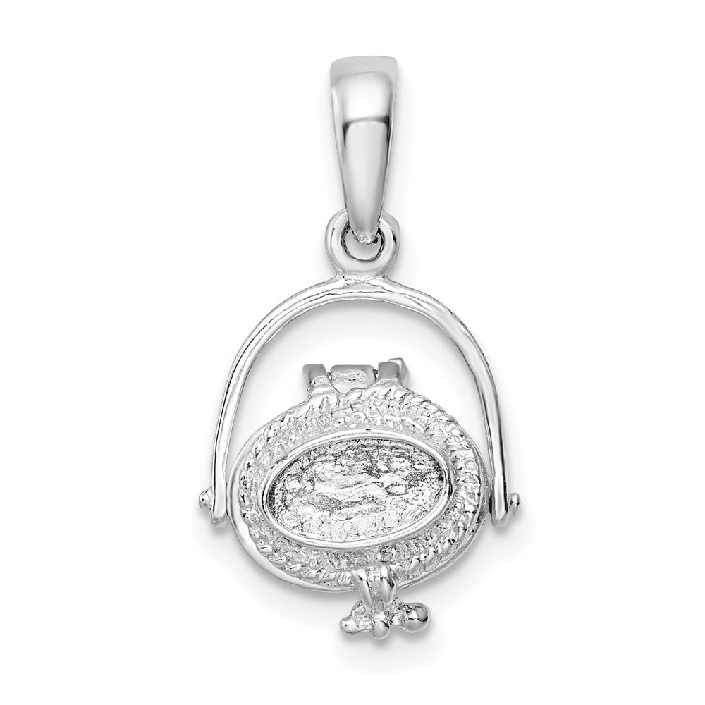 Sterling Silver De-Ani Rhodium-Plated 3D Moveable Nantucket Basket Pendant