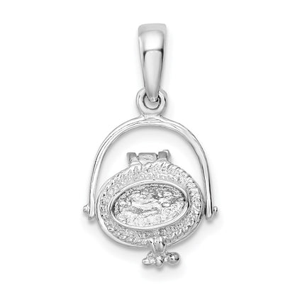 Sterling Silver De-Ani Rhodium-Plated 3D Moveable Nantucket Basket Pendant