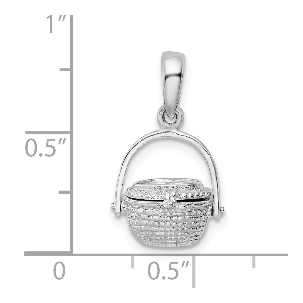 Sterling Silver De-Ani Rhodium-Plated 3D Moveable Nantucket Basket Pendant