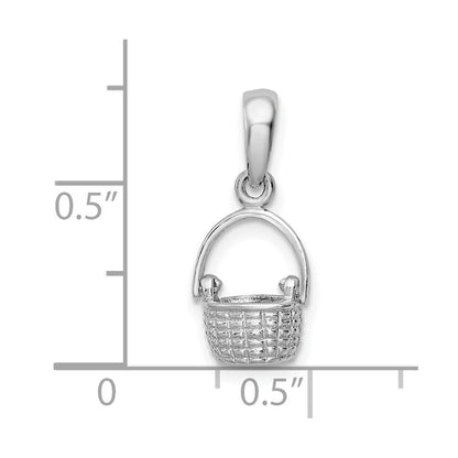 Sterling Silver De-Ani Rhodium-Plated 3D Basket With Moving Handle Pendant