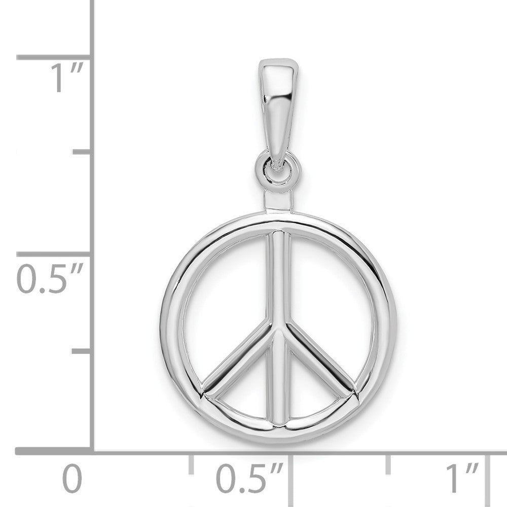 Sterling Silver De-Ani Rhodium-Plated Polished Peace Symbol Pendant
