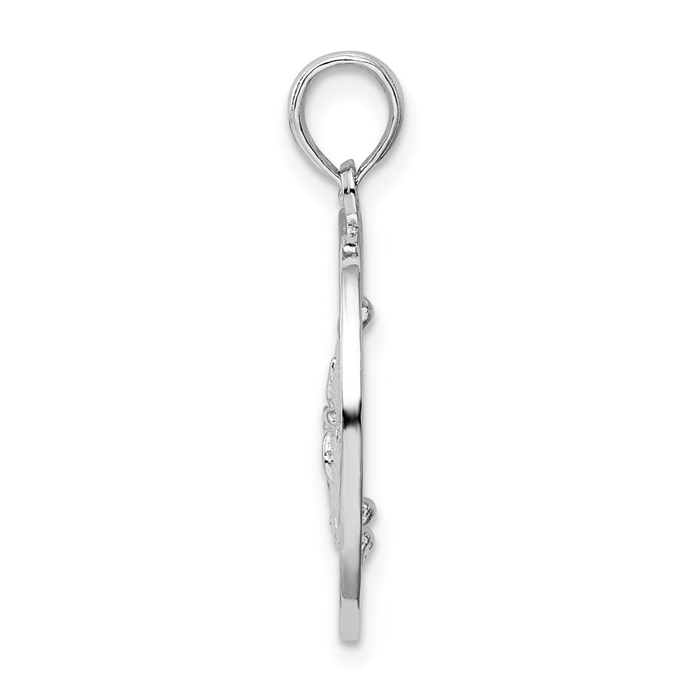 Sterling Silver De-Ani Rhodium-Plated Textured Turks And Caicos Sand Dollar Pendant
