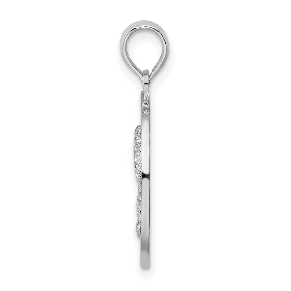 Sterling Silver De-Ani Rhodium-Plated Textured Turks And Caicos Palm Tree Pendant