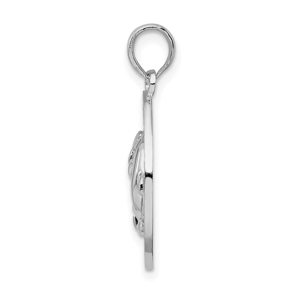 Sterling Silver De-Ani Rhodium-Plated Textured Turks And Caicos Dolphins Pendant