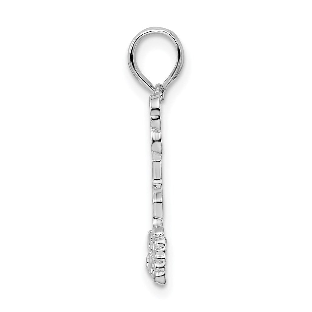 Sterling Silver De-Ani Rhodium-Plated Polished Turks And Caicos Flamingo Pendant