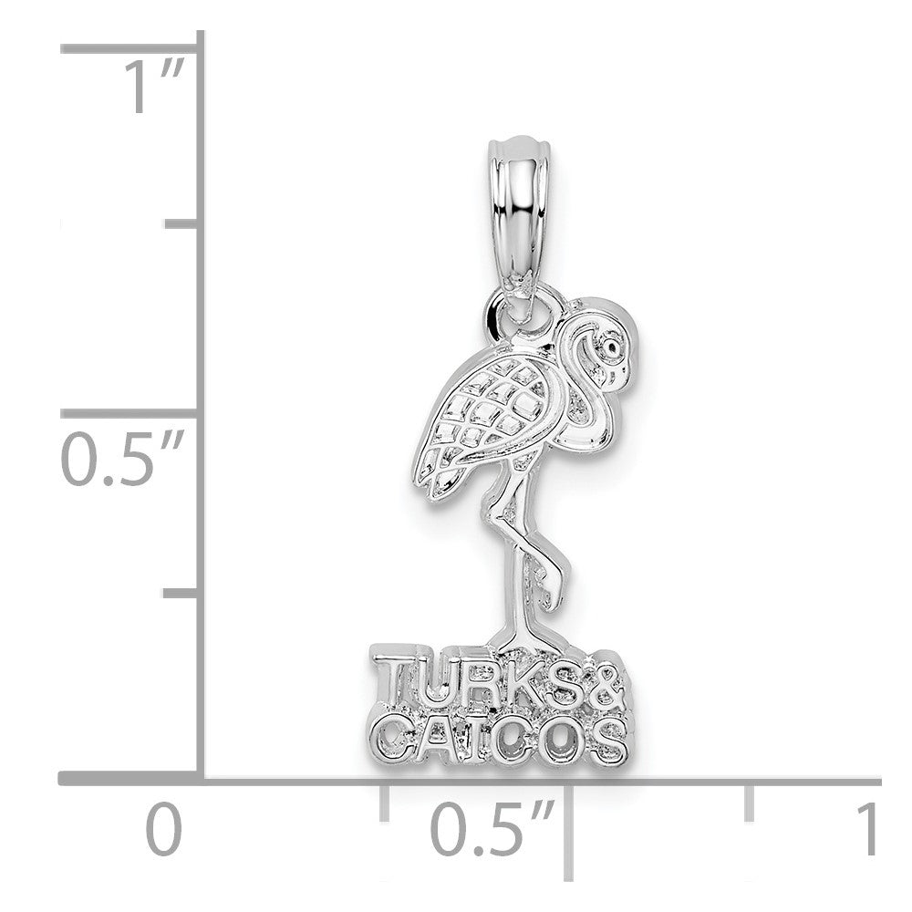 Sterling Silver De-Ani Rhodium-Plated Polished Turks And Caicos Flamingo Pendant