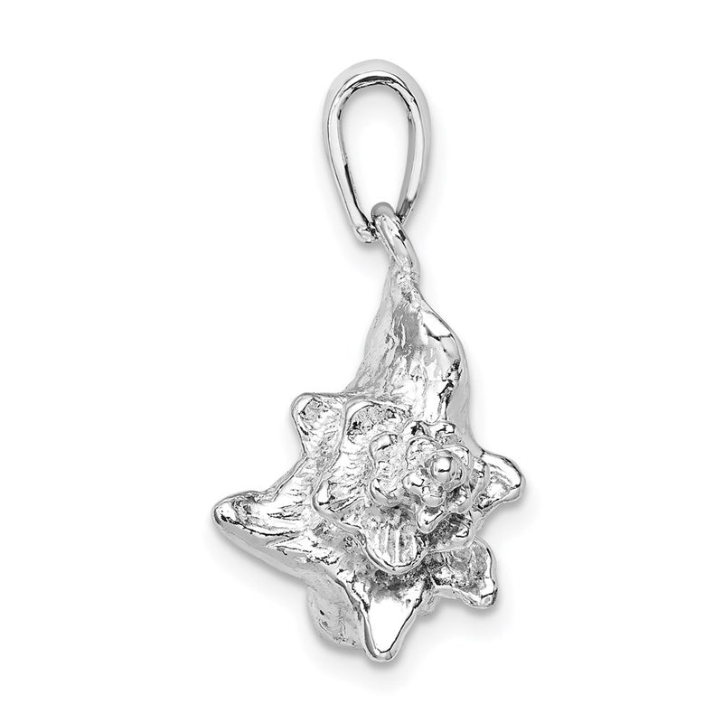 Sterling Silver De-Ani Rhodium-Plated Polished 3D Conch Shell Pendant