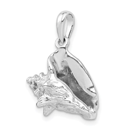 Sterling Silver De-Ani Rhodium-Plated Polished 3D Conch Shell Pendant