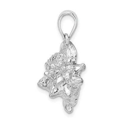 Sterling Silver De-Ani Rhodium-Plated Polished 3D Large Conch Shell Pendant