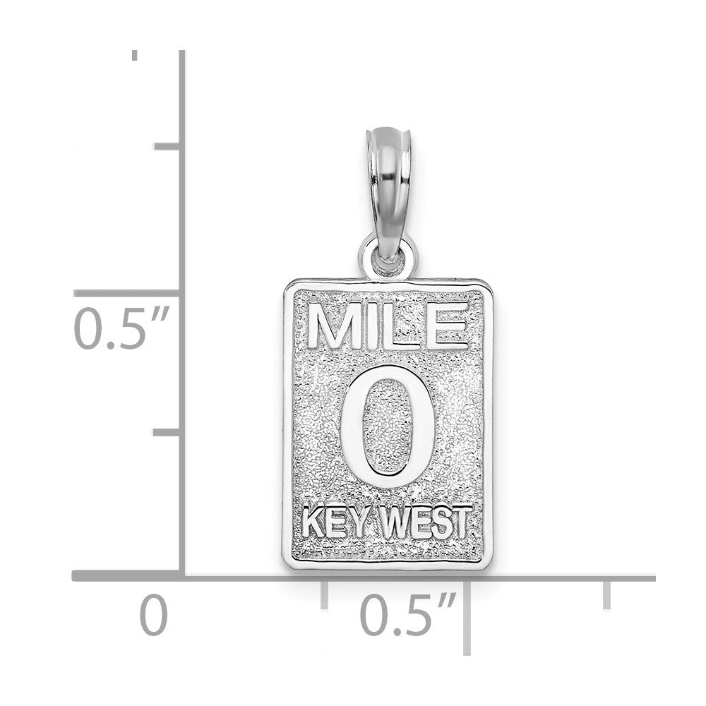 Sterling Silver De-Ani Rhodium-Plated Polished 0 Mile Marker Key West Pendant