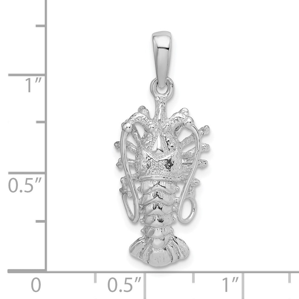 Sterling Silver De-Ani Rhodium-Plated Polished Medium Florida Lobster Pendant