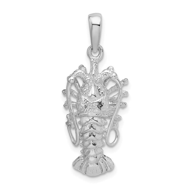 Sterling Silver De-Ani Rhodium-Plated Polished Medium Florida Lobster Pendant