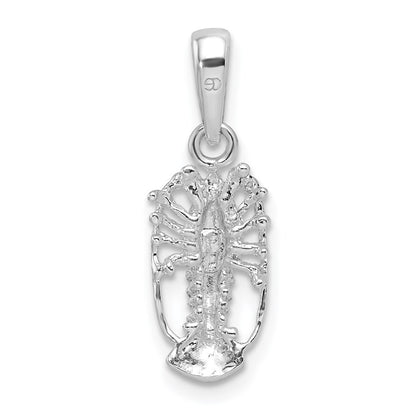 Sterling Silver De-Ani Rhodium-Plated Polished Small Florida Lobster Pendant