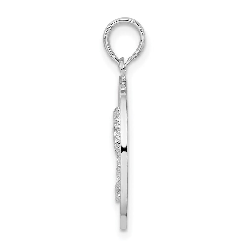 Sterling Silver De-Ani Rhodium-Plated Textured Siesta Key Florida With Palm Tree Pendant
