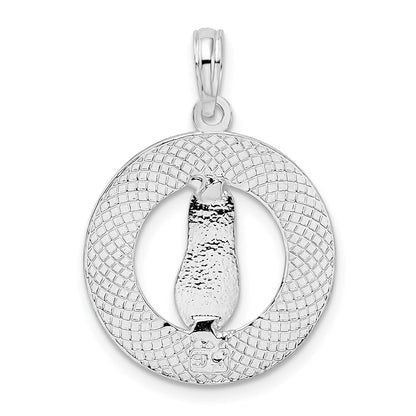 Sterling Silver De-Ani Rhodium-Plated Textured Siesta Key Florida With Flip-Flop Pendant