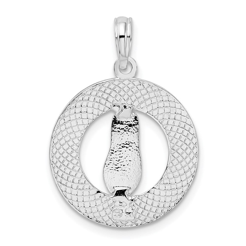 Sterling Silver De-Ani Rhodium-Plated Textured Siesta Key Florida With Flip-Flop Pendant