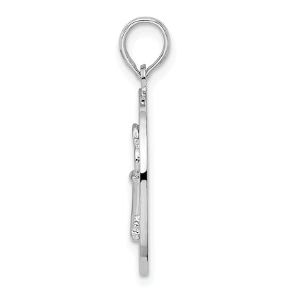 Sterling Silver De-Ani Rhodium-Plated Textured Siesta Key Florida With Pendant