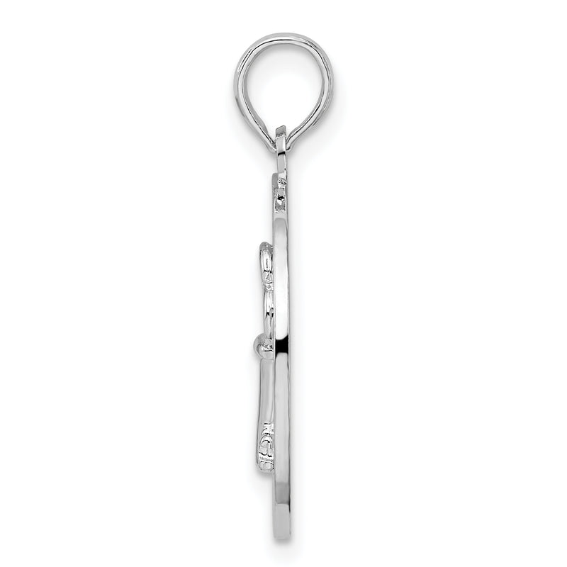 Sterling Silver De-Ani Rhodium-Plated Textured Siesta Key Florida With Pendant
