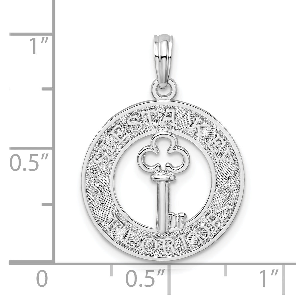 Sterling Silver De-Ani Rhodium-Plated Textured Siesta Key Florida With Pendant