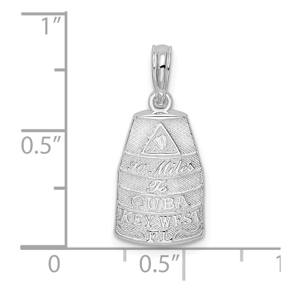 Sterling Silver De-Ani Rhodium-Plated Polished Small Key West Usa Pendant