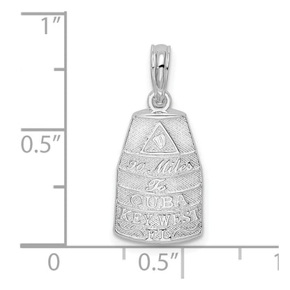 Sterling Silver De-Ani Rhodium-Plated Polished Small Key West Usa Pendant