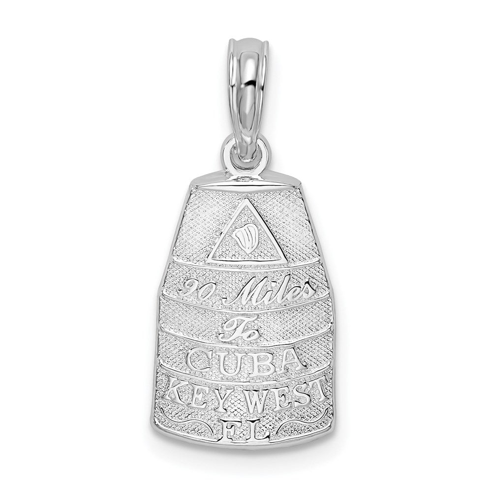 Sterling Silver De-Ani Rhodium-Plated Polished Small Key West Usa Pendant