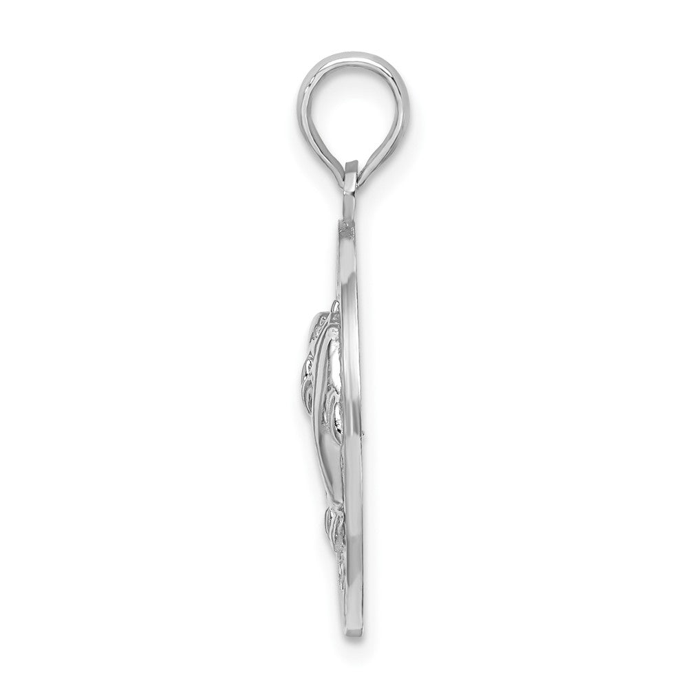 Sterling Silver De-Ani Rhodium-Plated Textured Key West With Dolphins Pendant