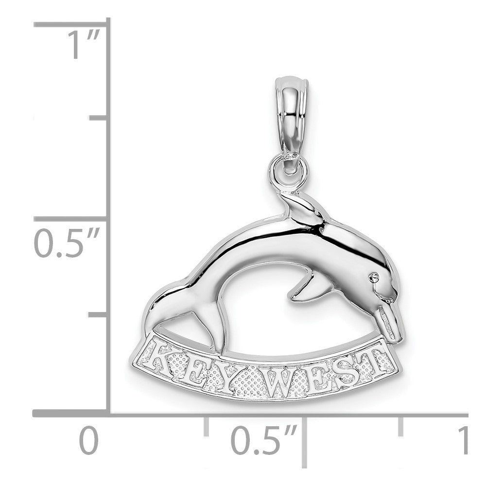 Sterling Silver De-Ani Rhodium-Plated Polished Key West Dolphin Pendant
