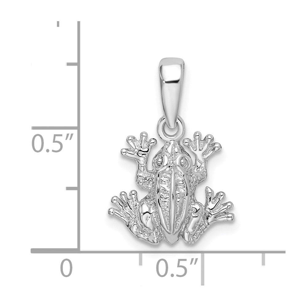 Sterling Silver De-Ani Rhodium-Plated Polished Frog Pendant