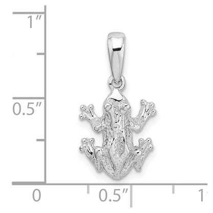 Sterling Silver De-Ani Rhodium-Plated Polished Frog Pendant