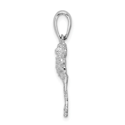 Sterling Silver De-Ani Rhodium-Plated Polished Jumping Frog Pendant