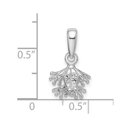 Sterling Silver De-Ani Rhodium-Plated Polished Mini Frog Pendant
