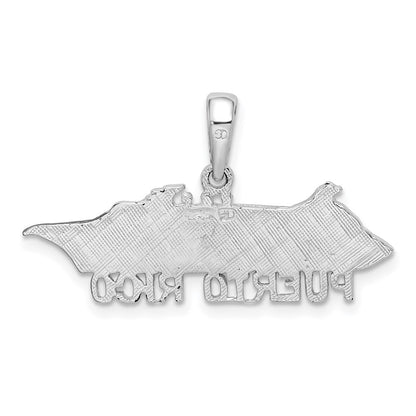 Sterling Silver De-Ani Rhodium-Plated Polished Puerto Rico Cruise Ship Pendant