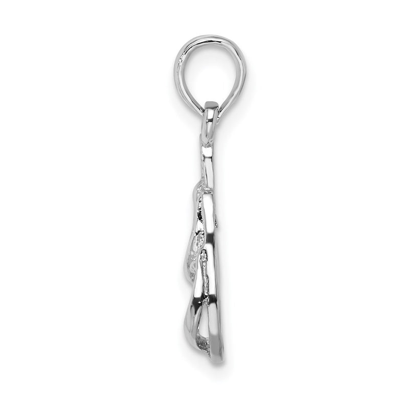 Sterling Silver De-Ani Rhodium-Plated Polished 3D Flip-Flops Pendant