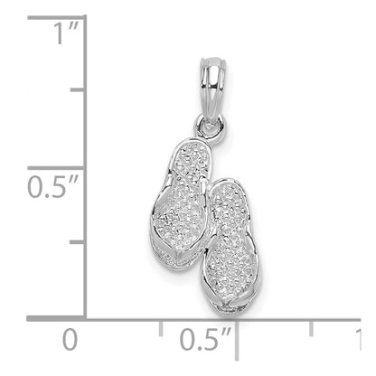 Sterling Silver De-Ani Rhodium-Plated Polished 3D Flip-Flops Pendant