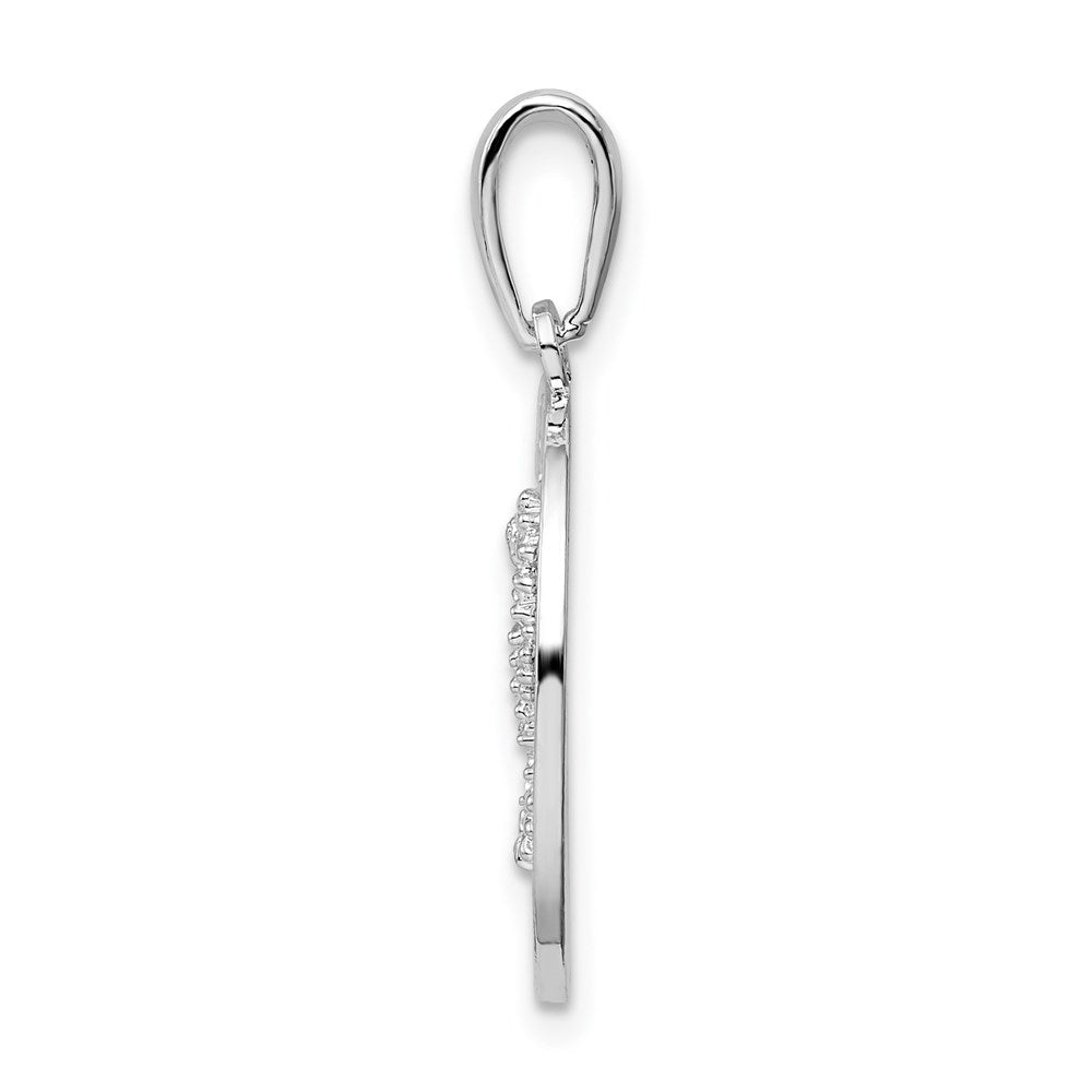 Sterling Silver De-Ani Rhodium-Plated Polished Bonaire Circle Seahorse Pendant