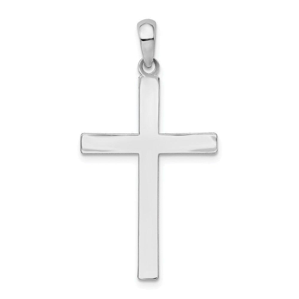 Sterling Silver De-Ani Rhodium-Plated Polished Front Textured Back Latin Cross Pendant