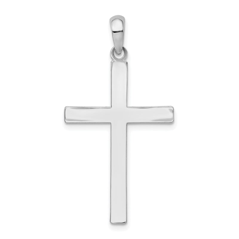 Sterling Silver De-Ani Rhodium-Plated Polished Front Textured Back Latin Cross Pendant