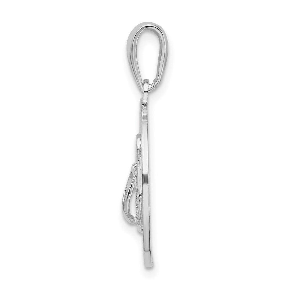 Sterling Silver De-Ani Rhodium-Plated Long Beach Island New Jersey With Flip-Flop Pendant