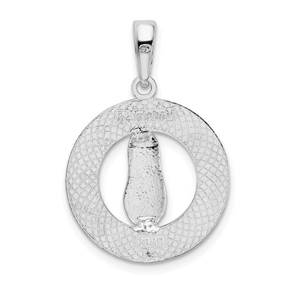 Sterling Silver De-Ani Rhodium-Plated Long Beach Island New Jersey With Flip-Flop Pendant