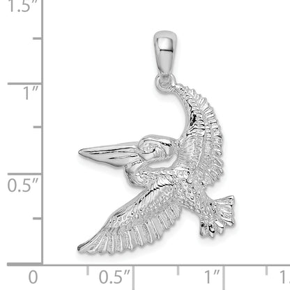 Sterling Silver De-Ani Rhodium-Plated Polished Flying Pelican Pendant