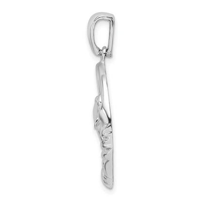 Sterling Silver Polished Dolphin Circle Pendant