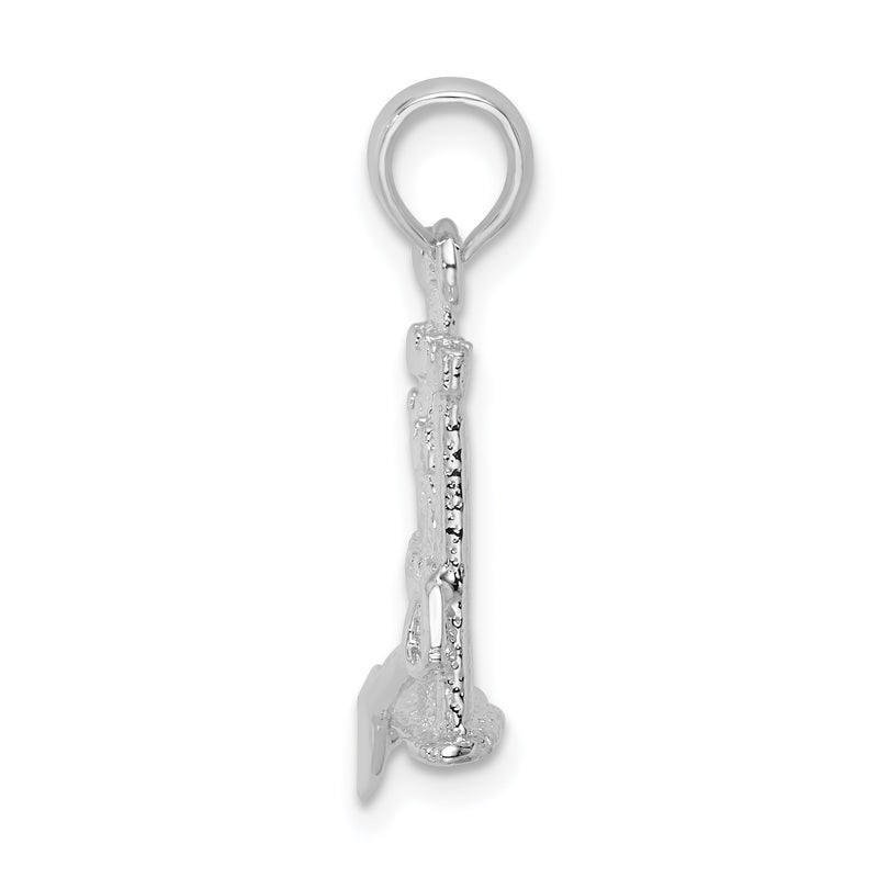 Sterling Silver De-Ani Rhodium-Plated Polished 3D Sandcastle / Shovel Pendant
