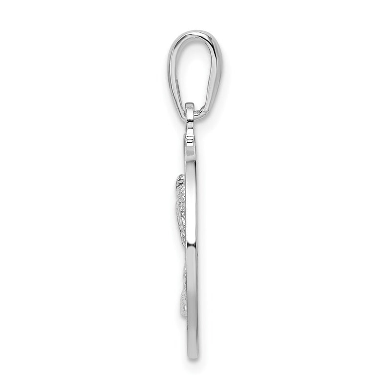 Sterling Silver De-Ani Rhodium-Plated Textured Bahamas With Palm Tree Pendant