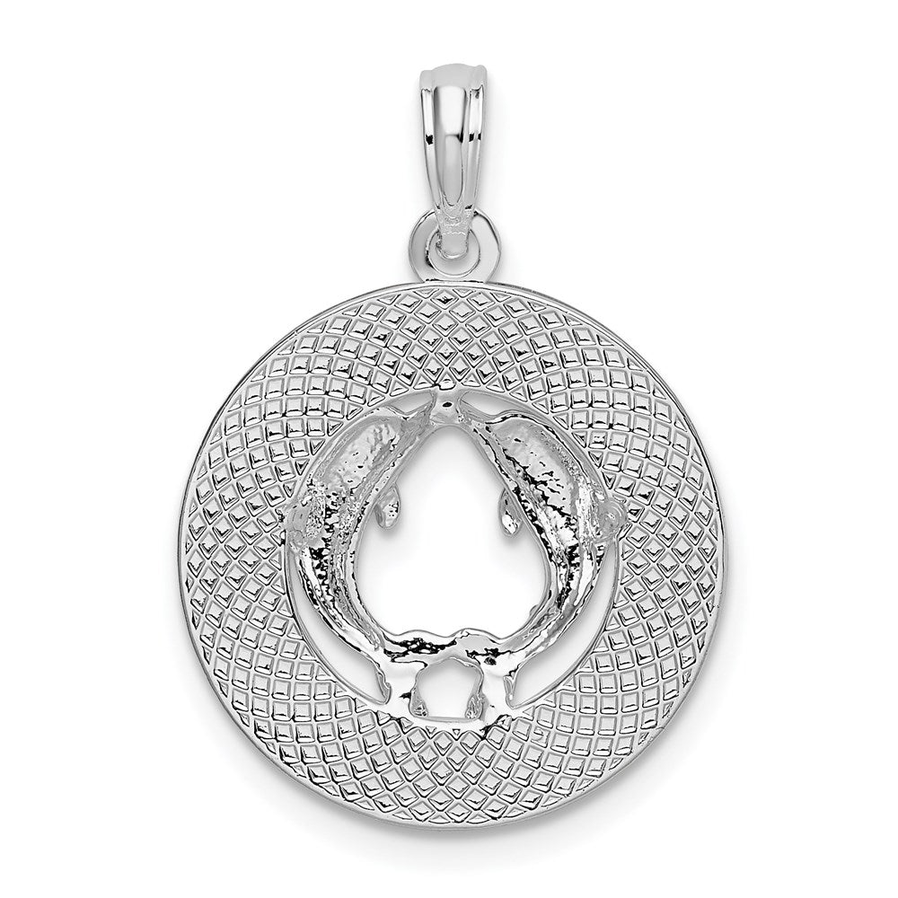 Sterling Silver De-Ani Rhodium-Plated Textured Bahamas With Dolphins Pendant