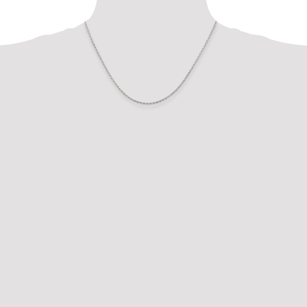 18 Inch Sterling Silver 1.5mm Beveled Oval Cable Chain W/2In Ext.