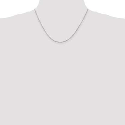18 Inch Sterling Silver 1.5mm Beveled Oval Cable Chain W/2In Ext.