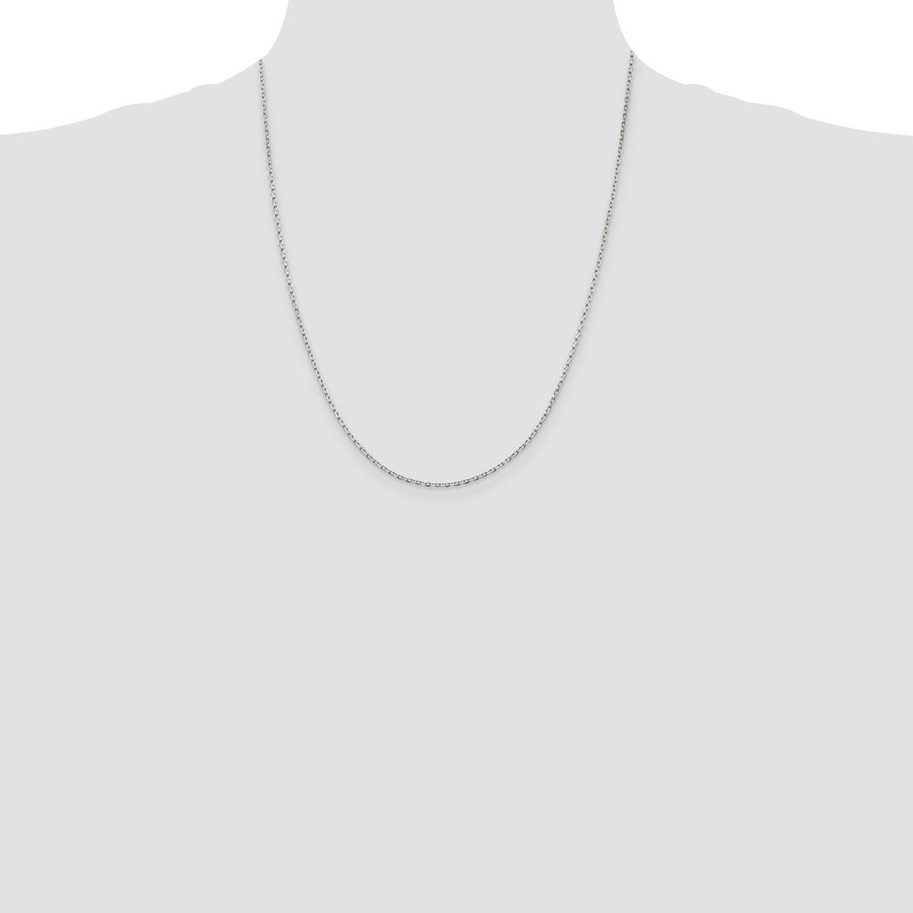 22 Inch Sterling Silver 1.5mm Beveled Oval Cable Chain W/4In Ext.