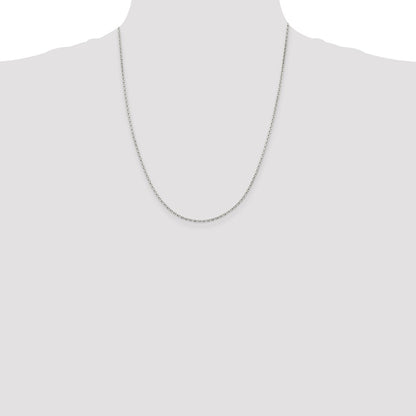 22 Inch Sterling Silver 1.5mm Beveled Oval Cable Chain Necklace