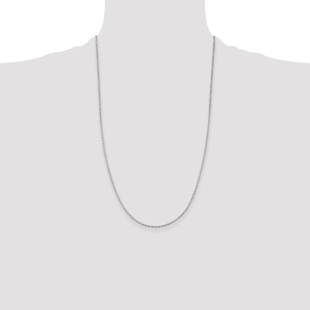 26 Inch Sterling Silver 1.5mm Beveled Oval Cable Chain Necklace